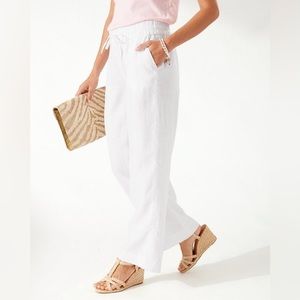 Tommy Bahama White wide leg straw-string women sis L